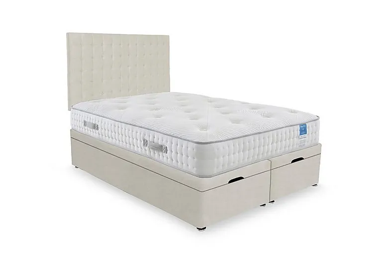 Ergo Deluxe End Lift Ottoman Divan Set - King Size - Plush Ecru