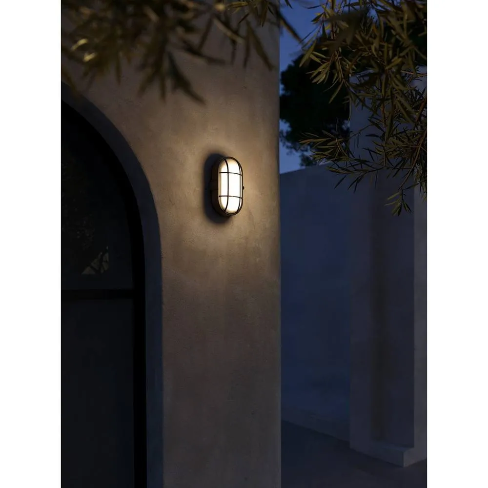 Netlighting Fond Oval Outdoor Bulkheads Wall Lamp Black E27 15W IP44 2