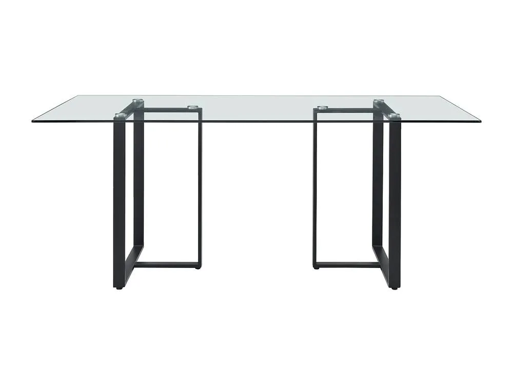 Vente-unique 6-Seat Dining Table - Tempered Glass & Metal - Transparent & Black in Clear 4
