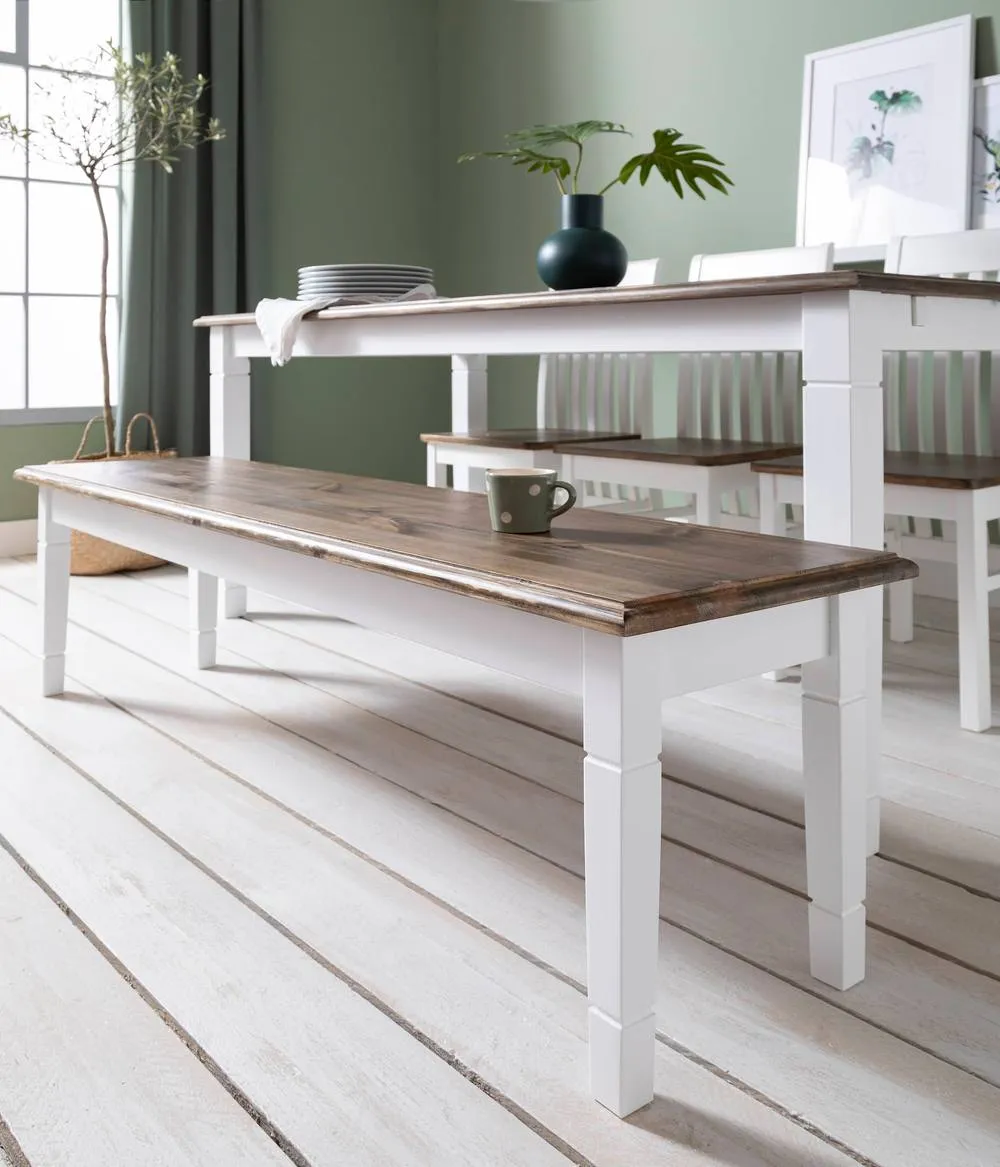 Nöa and Nani Canterbury 180cm Hallway Bench Entryway in White and Dark Pine 3