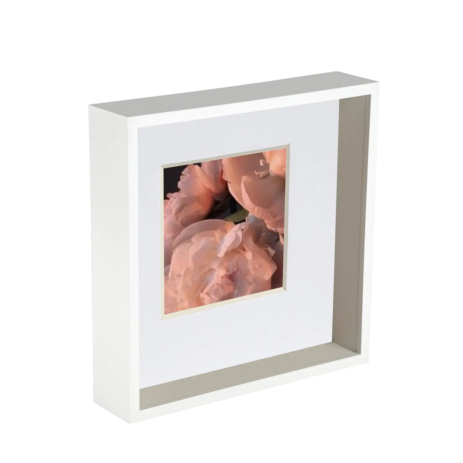 Nicola Spring 3D Deep Box Photo Frame - 10 x 10" with 6 x 6" Mount - White Mount 1