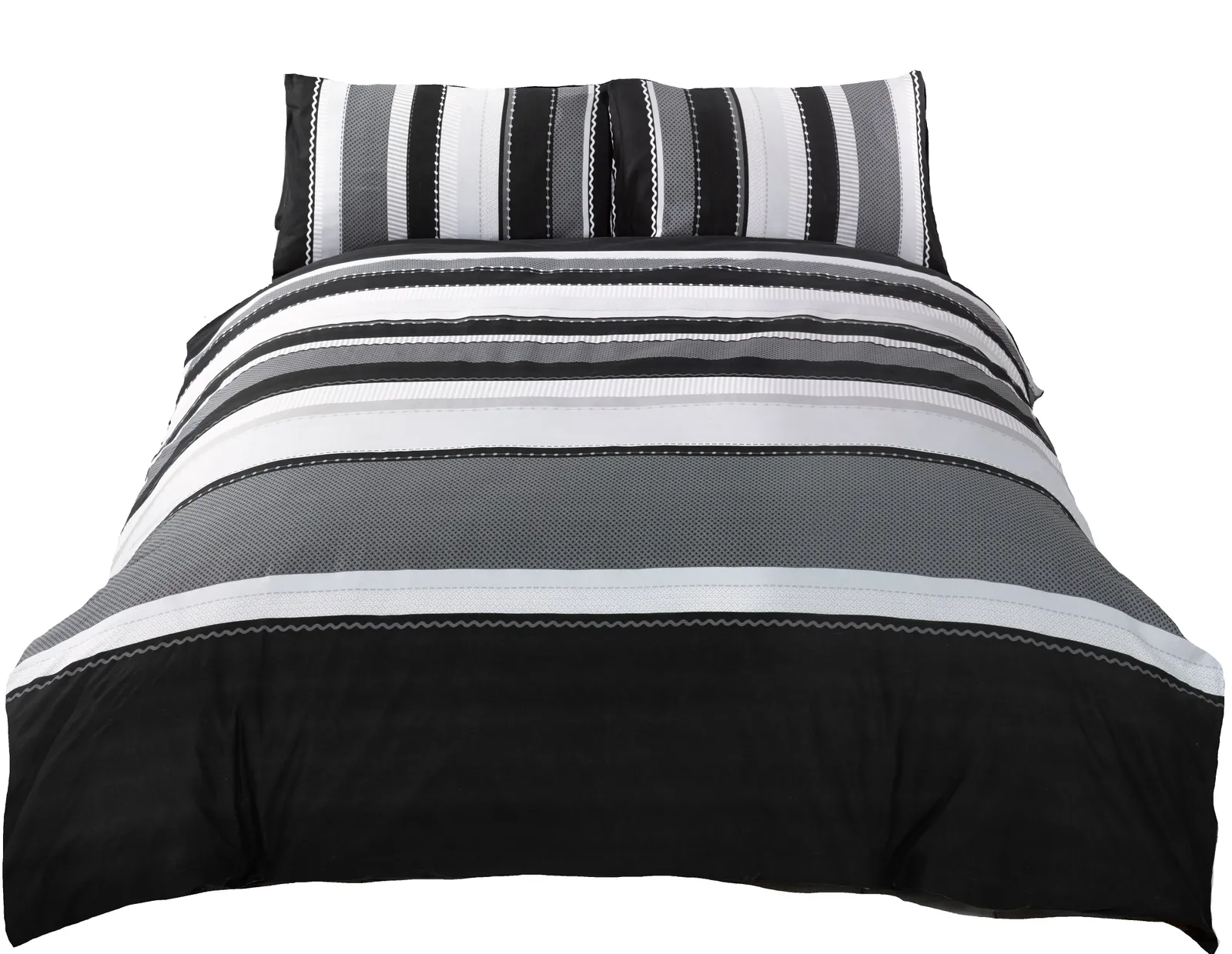 Rapport Home Detroit Stripped Polycotton Duvet Cover Set with Pillowcase in Grey 2