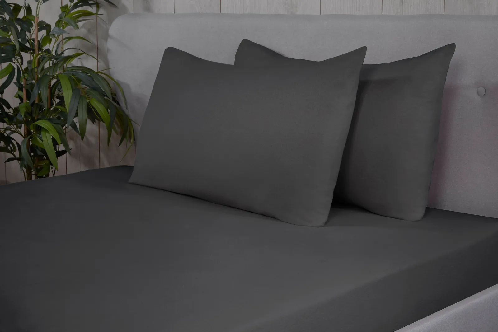 Smart Living Brushed Cotton Bed Linen Fitted Bedsheet or Pillowcase Pair Non Iron in Charcoal 1