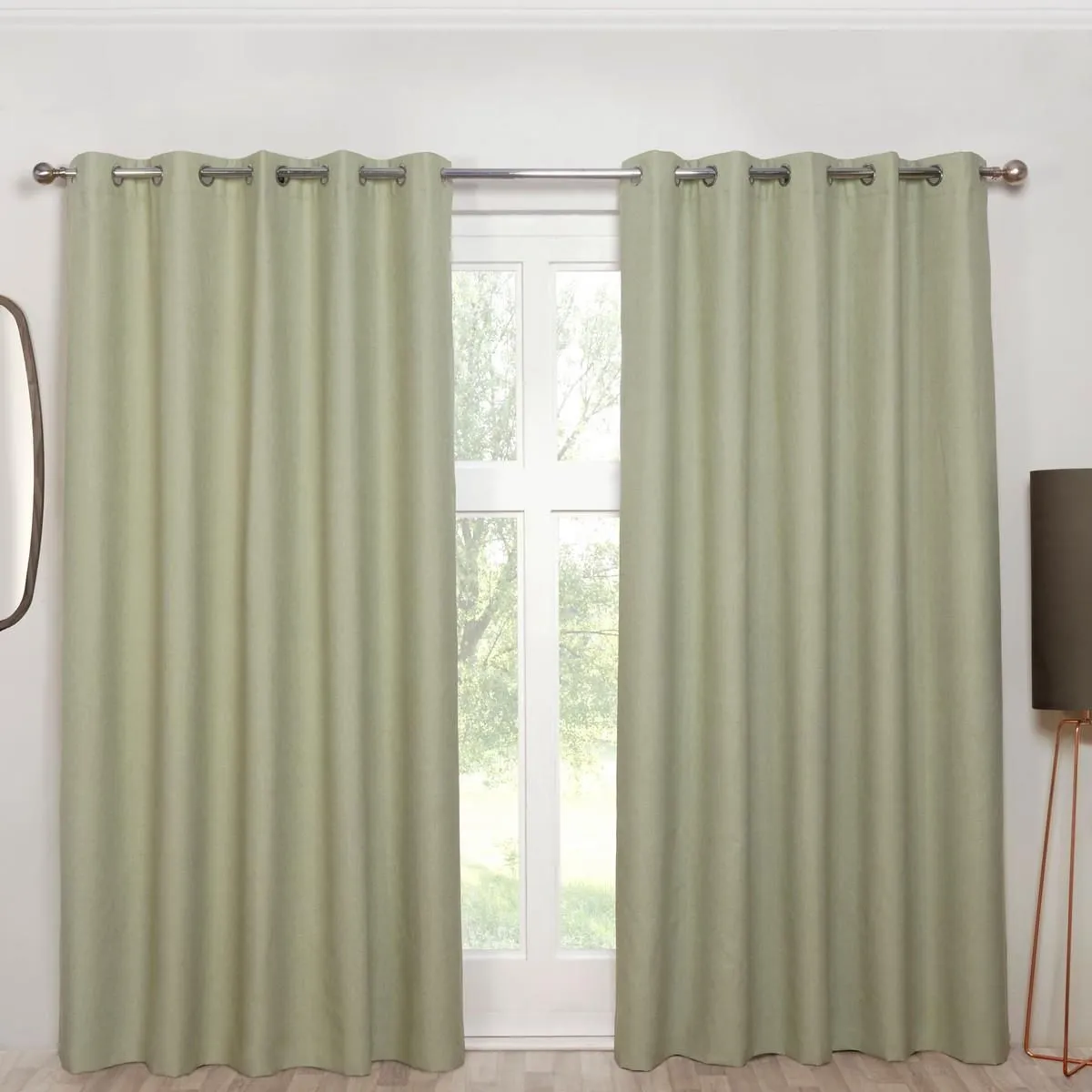Sundour Cosmos Eyelet Curtains in Green 1