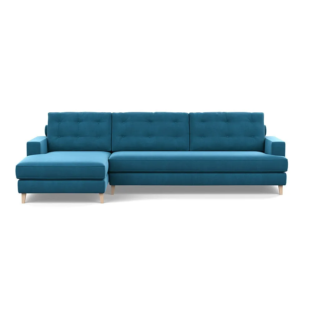Heal's Mistral Left Hand Facing Corner Sofa Smart Velvet Ocean Natural Feet 1