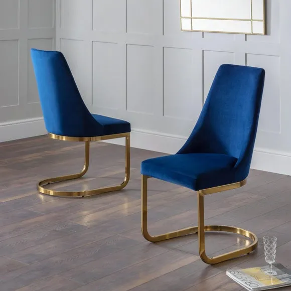 Vittoria Set of 2 Cantilever Dining Chairs, Velvet 2