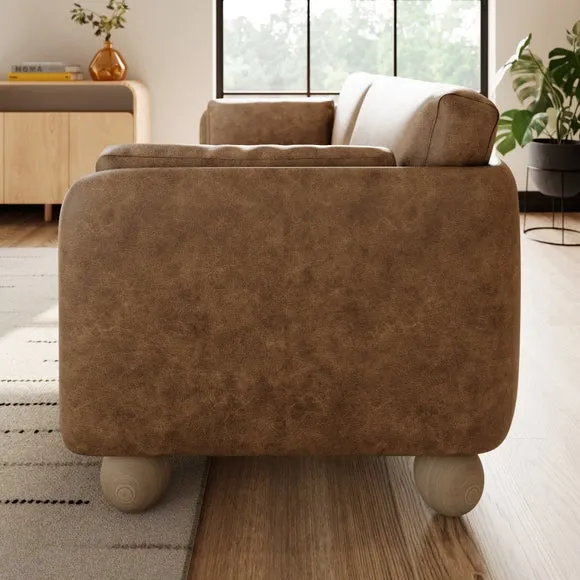 Armitage Soft Faux Leather 3 Seater Sofa with Ball Feet 3