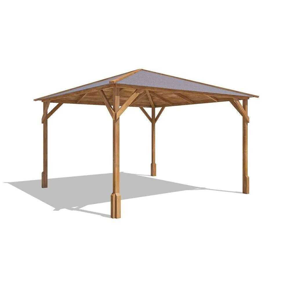 Dunster House Wooden Gazebo 3x3m Heavy Duty Pressure Treated Superfelt Utopia 300 in Brown
