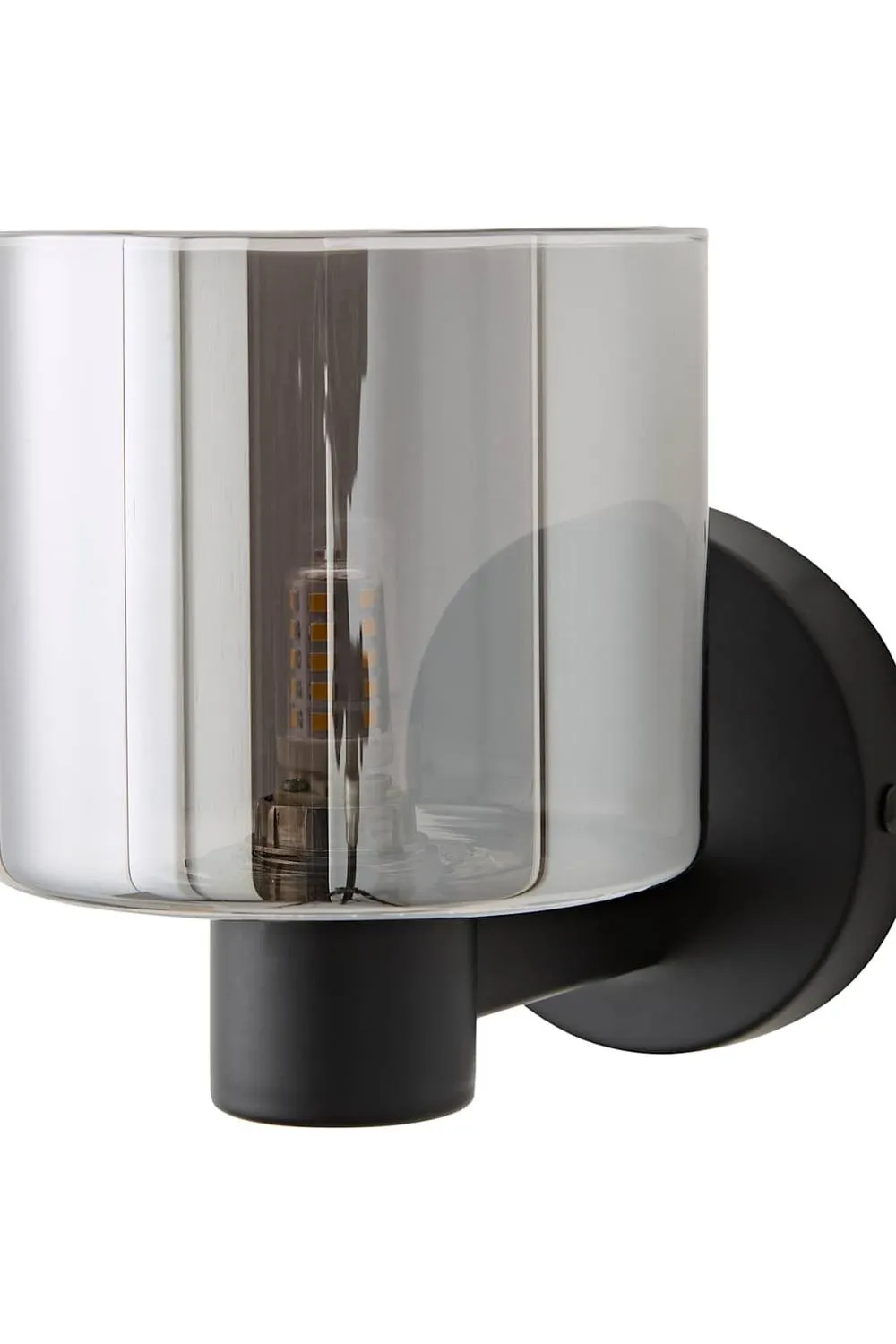 ValueLights Demi Smoked Glass Cup Wall Light with Bulb in Black 6