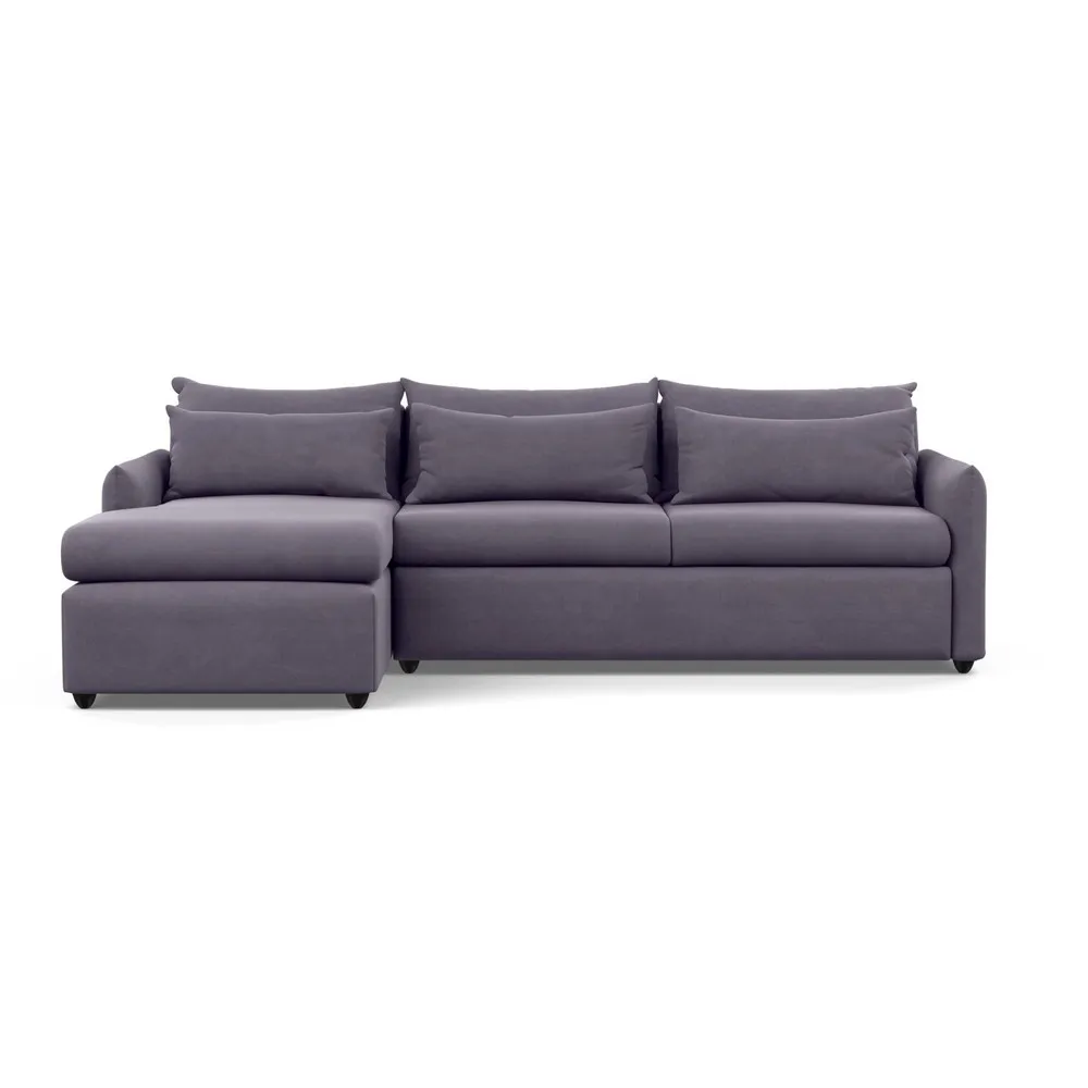 Heal's Pillow Large Left Hand Corner Chaise Linen Shadow Black Feet