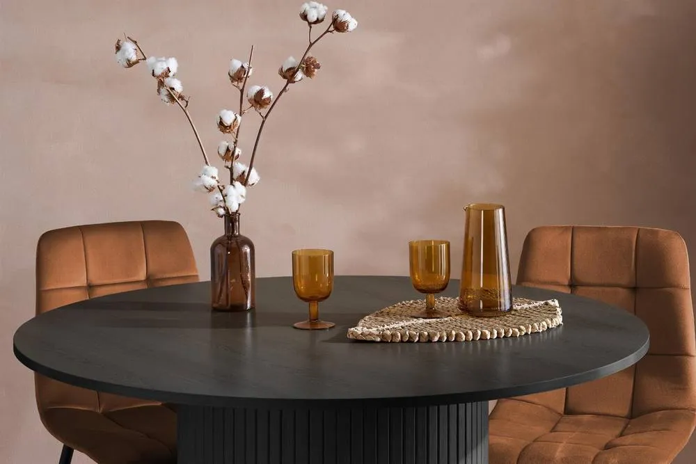 Birlea Axel Round Fluted Dining Set Table with 4 Chairs 2