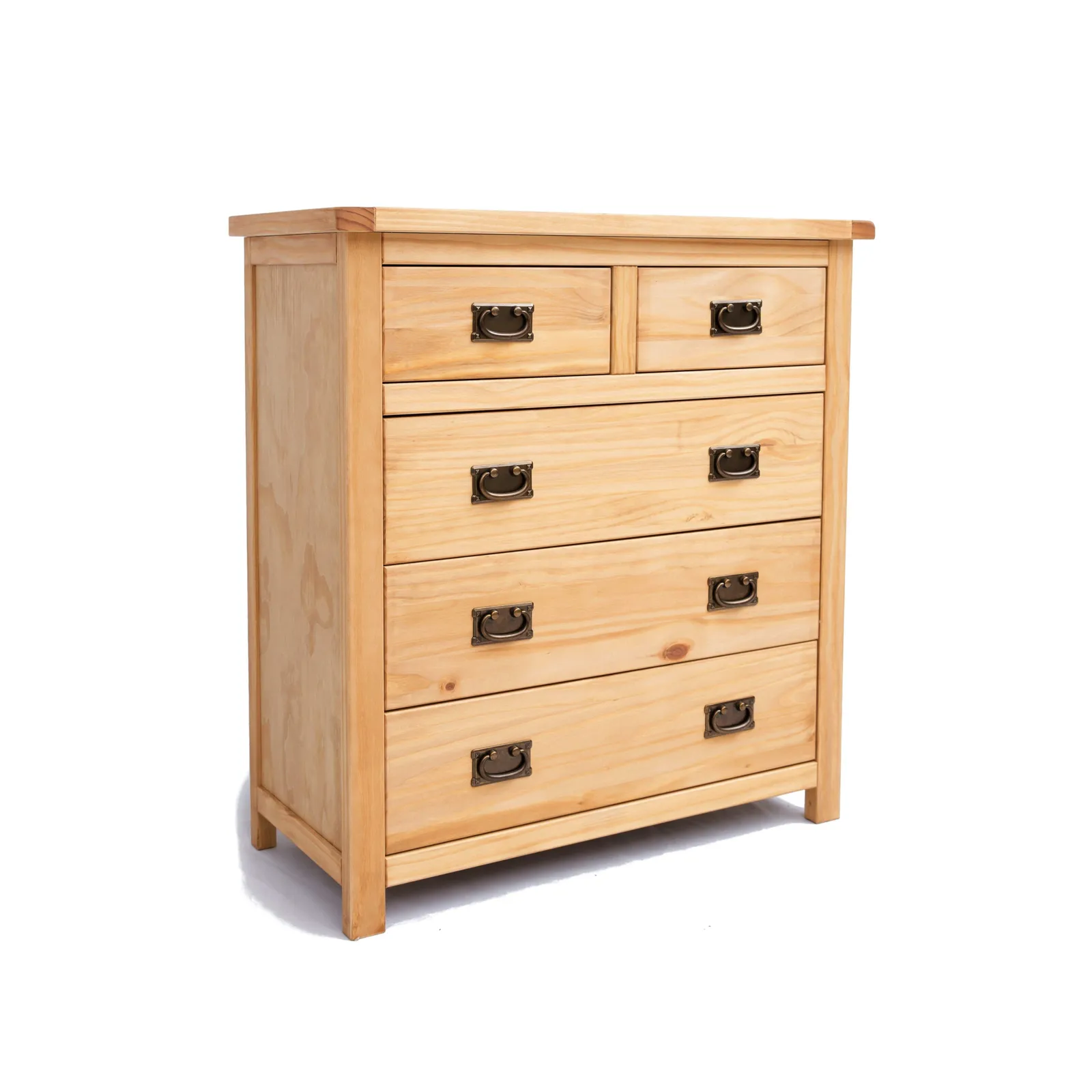 Cabinet Bits Lugo 5 Drawer Chest of Drawers Bras Drop Handle in Light Brown 2
