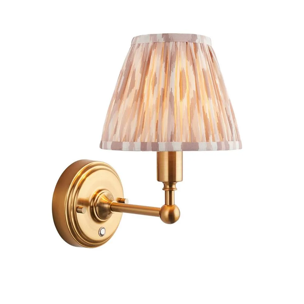 Netlighting Burley Rechargeable Wall Light Fabric Ikat Shade 16cm in Gold