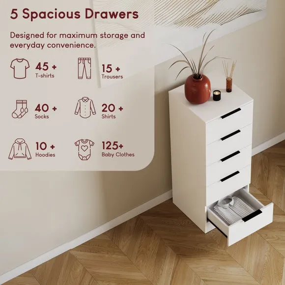 Hayes 5 Drawer Narrow Chest 4