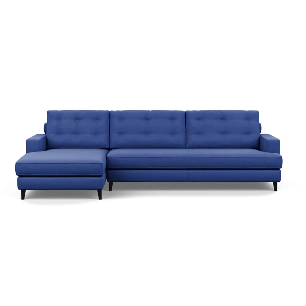 Heal's Mistral Left Hand Facing Corner Sofa Brushed Cotton Cobalt Black Feet