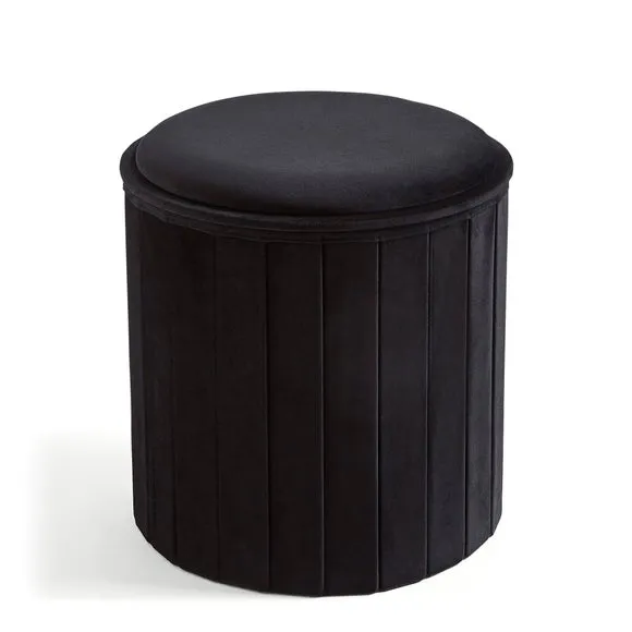 Round Ottoman with Tray, Velvet 3