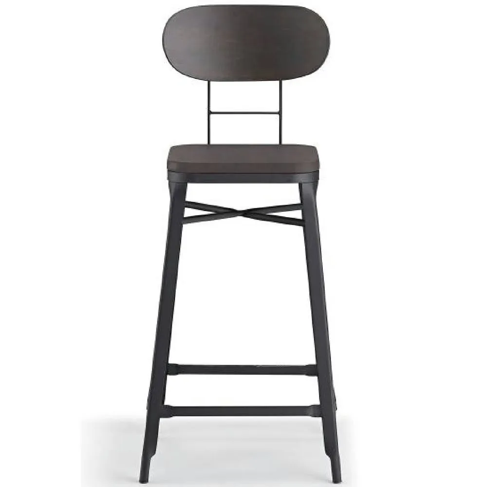 netfurniture Fapone Farmhouse Kitchen Bar Stool - Black Frame & Cherry Seat 2