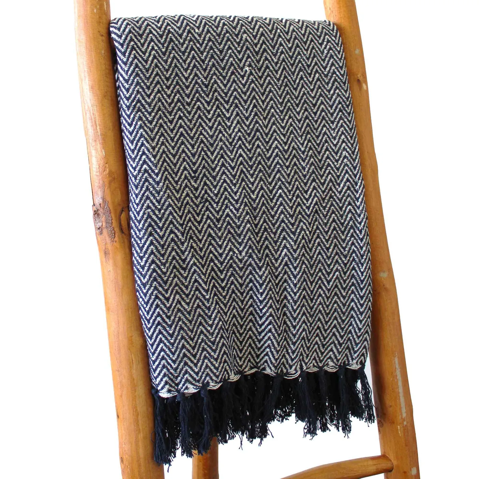 KDMD Boho Comfort Throws - 125x150cm - Navy Zigzag in Black