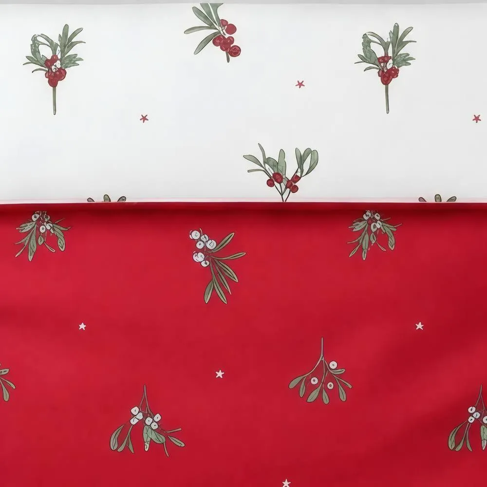 Rapport Home Mistletoe Christmas Reversible Microfibre Duvet Cover Set & Pillowcase in Red 2
