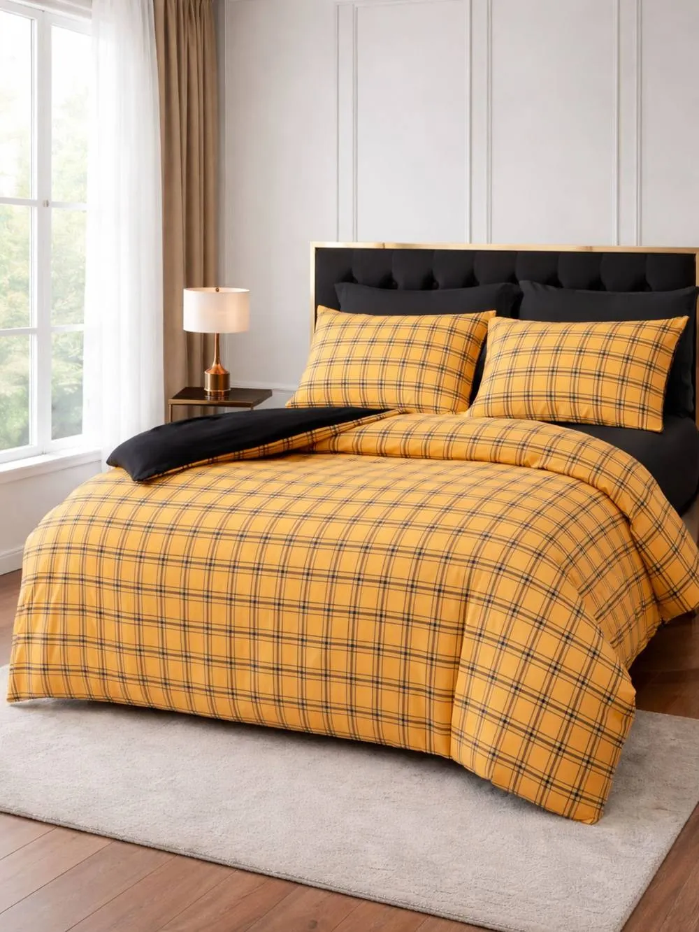 Grace Double Brushed Duvet Cover Set Supersoft with Zipper Closure in Gold