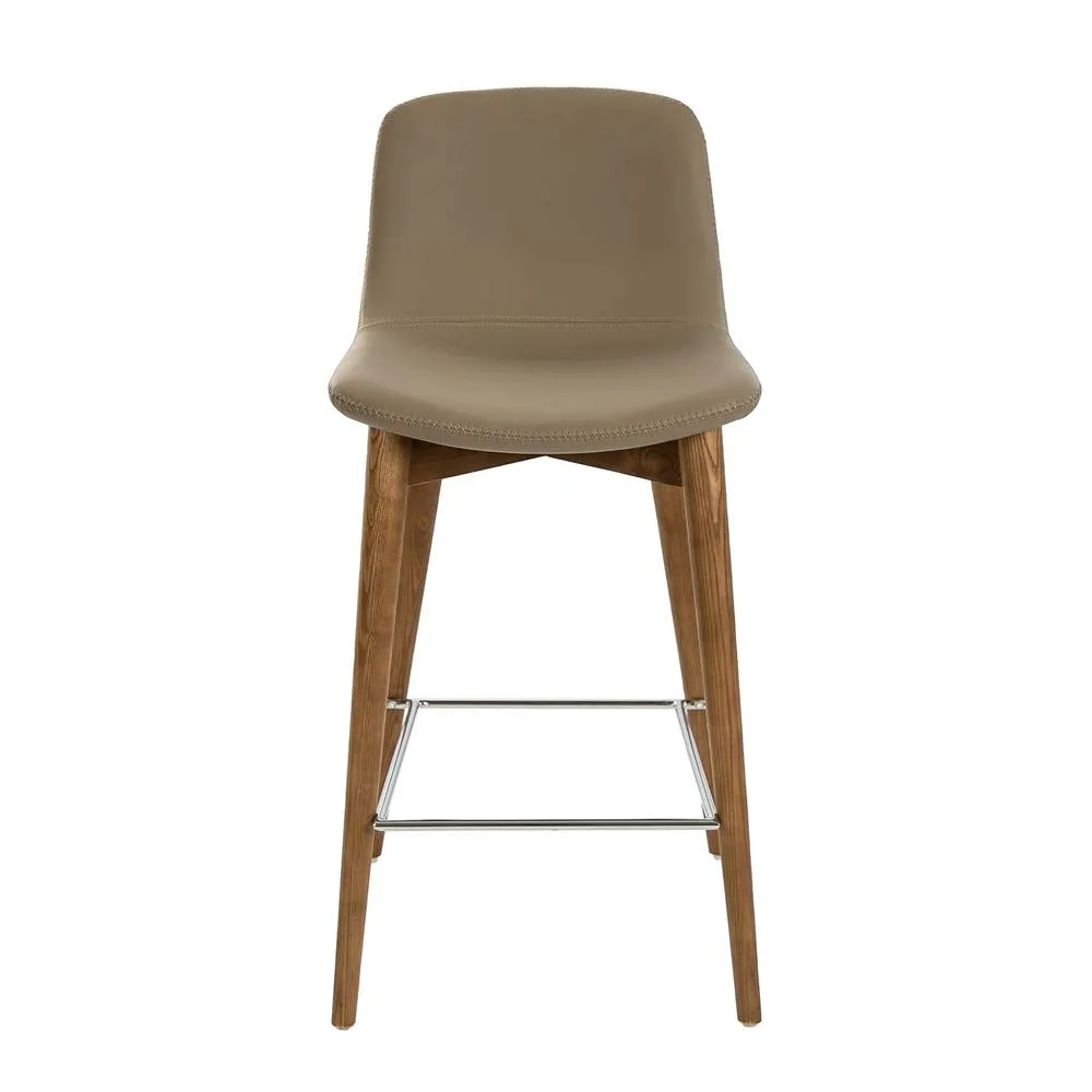 Angel Cerda Mink Leatherette Stool Walnut Legs (Model ) in Beige 2