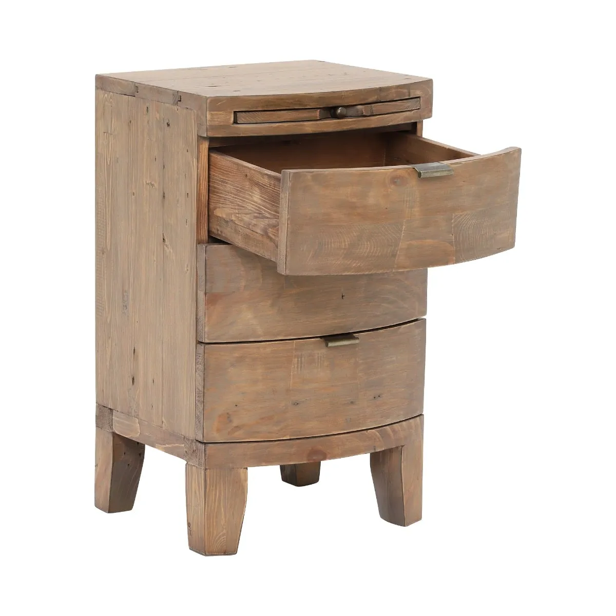 Rye 3 Drawer Bow Front Bedside Table, Neutral Wood | Barker & Stonehouse 4