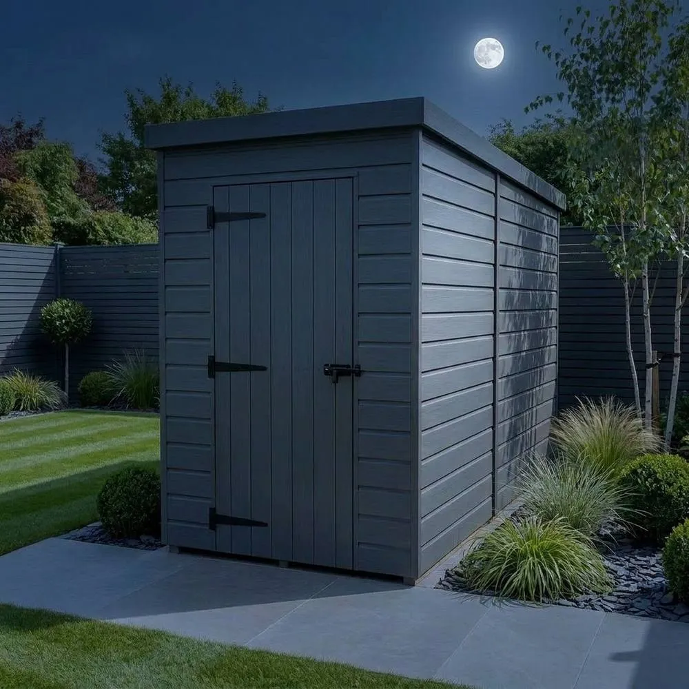 Buttercup Farm 4ft x 10ft Composite Pent Garden Shed Single Door No Windows - Grey 3