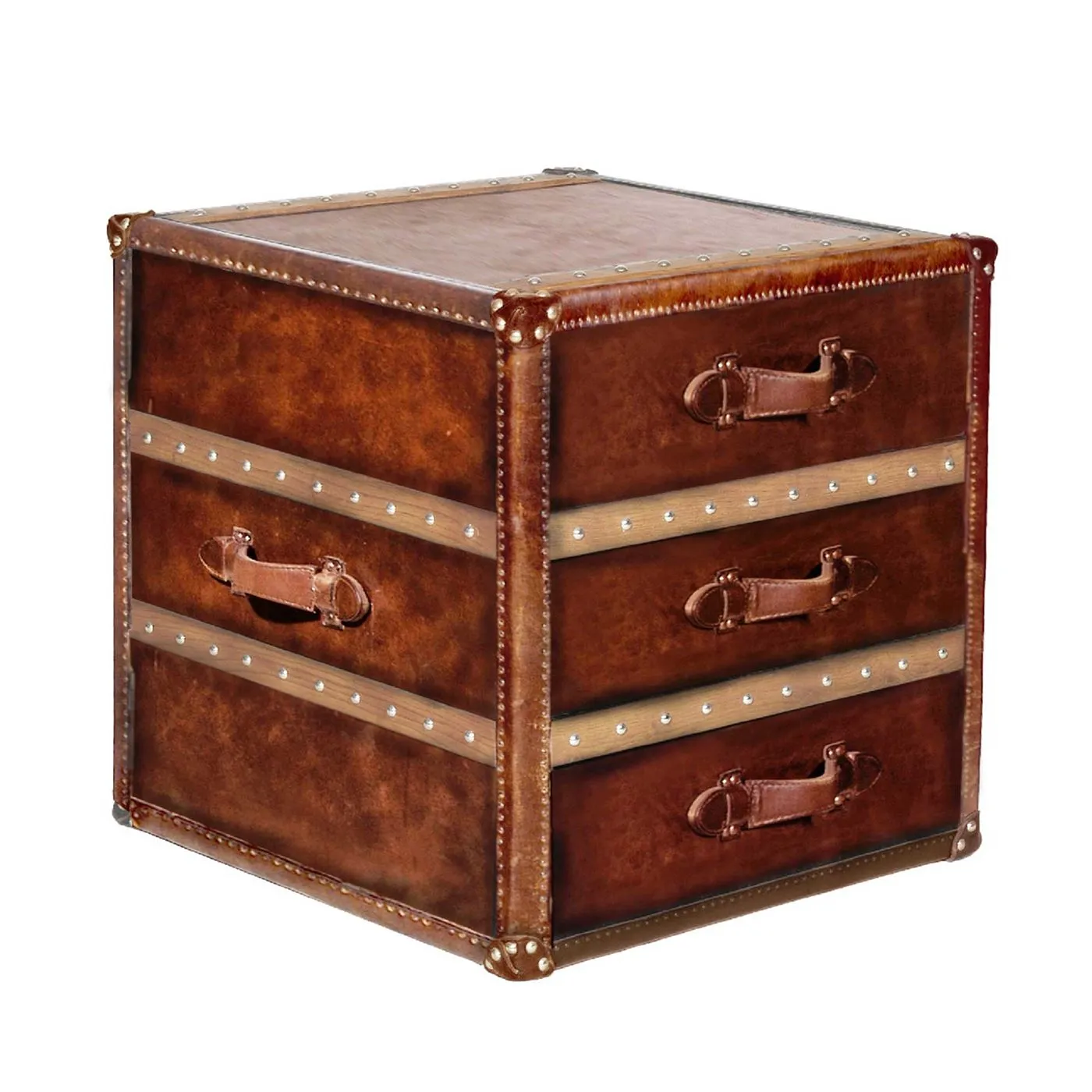 Timothy Oulton Stonyhurst Side Table Large, Brown Leather | Barker & Stonehouse 2