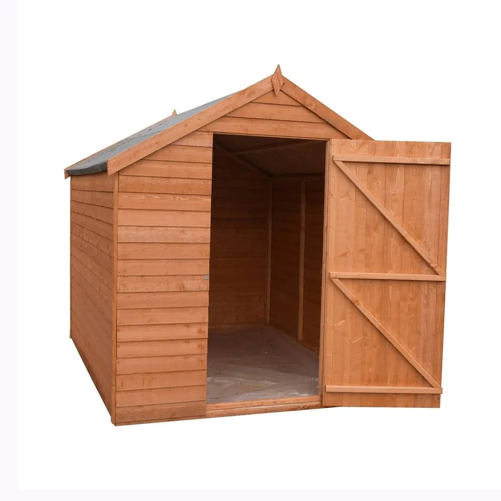 Shires Overlap 7 x 5 Feet Dip Treated Value Range Apex Shed Single Door in Brown 3