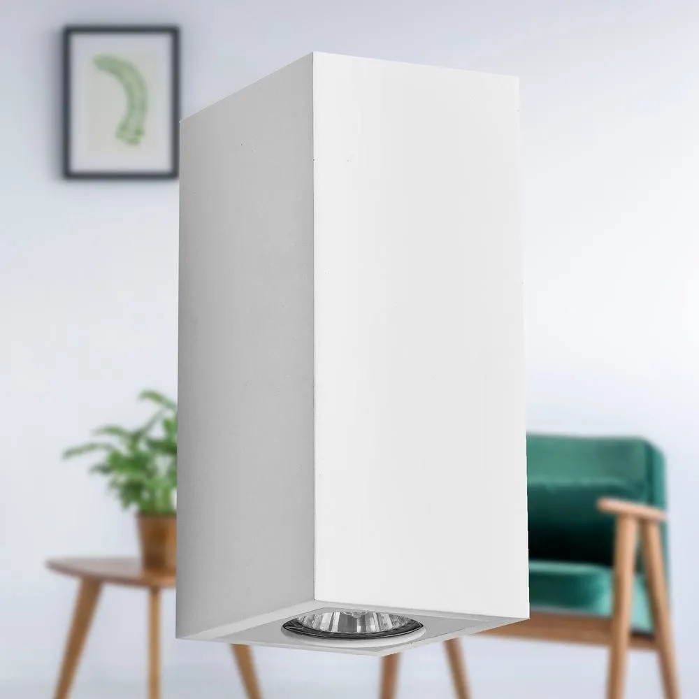 First Choice Lighting Set of 2 Kube - White Plaster GU10 Wall Lights 5