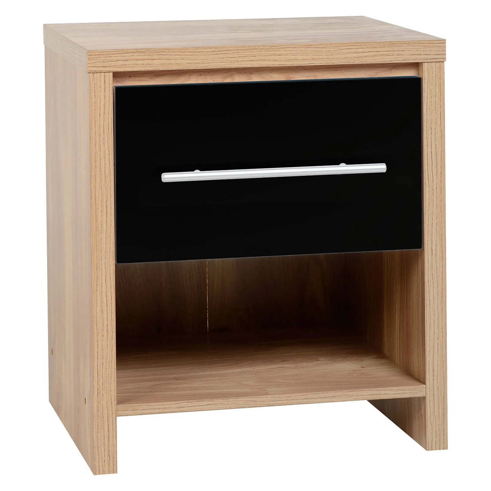 Seville Black Bedside Table Natural/Black