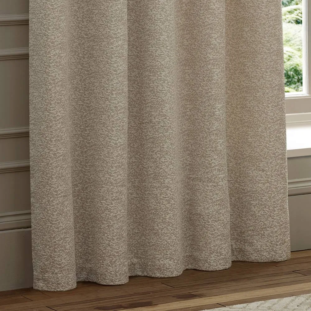 Paoletti Galaxy Velvet Chenille Eyelet Curtain Pair in Ivory 4