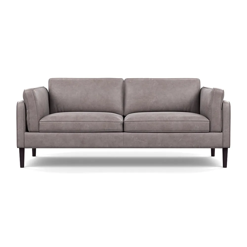 Heal's Sonno 3 Seater Heritage Leather Stone Grey 2060 Wenge Black Feet 1