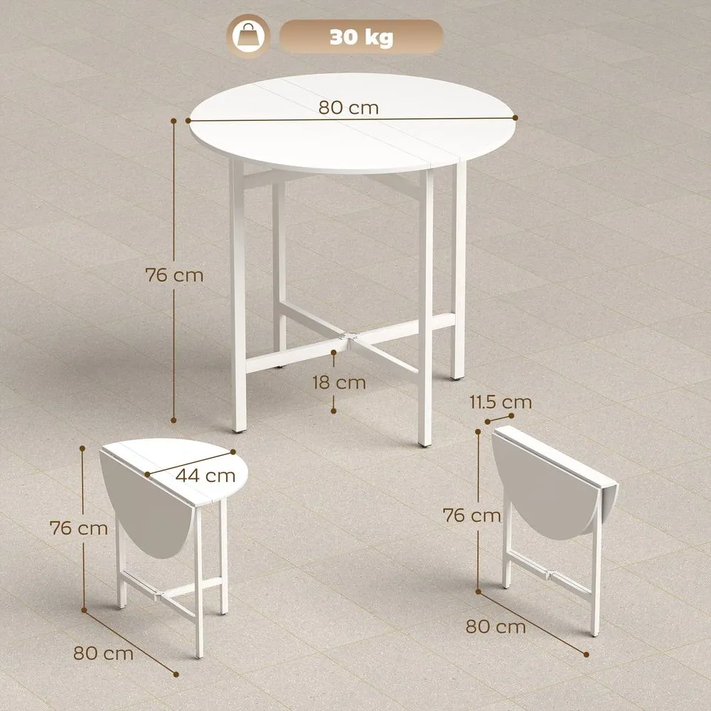 HOMCOM Folding Dining with Steel Frame for Small Spaces, White 3