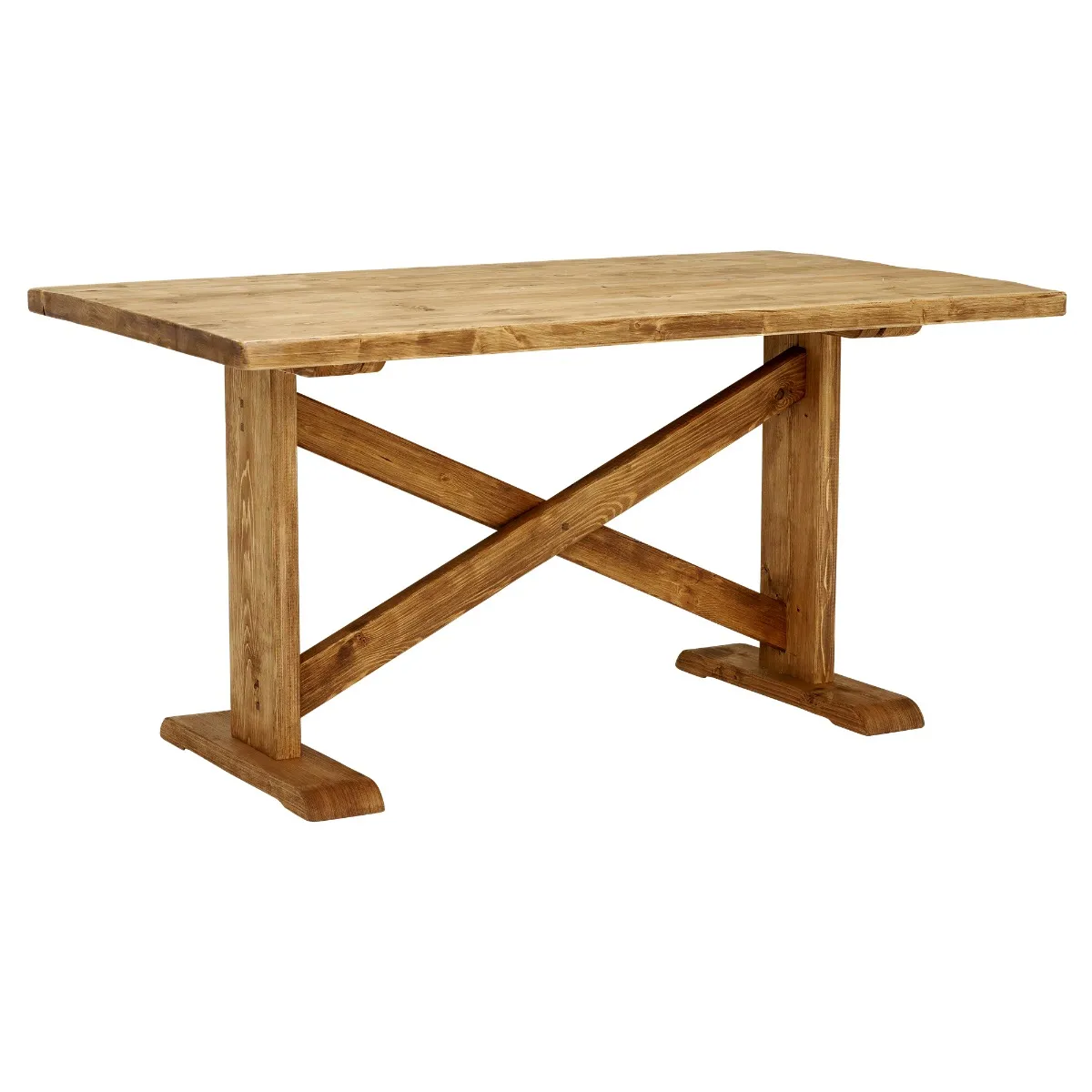Newsham Reclaimed Wood Dining Table, Polished Brown