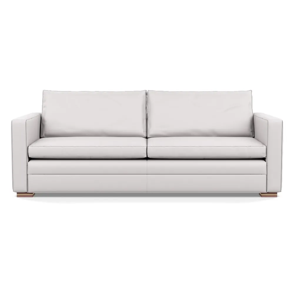 Heal's Palermo 4 Seater Sofa Leather Grain White 000 Brass and Walnut Feet 1