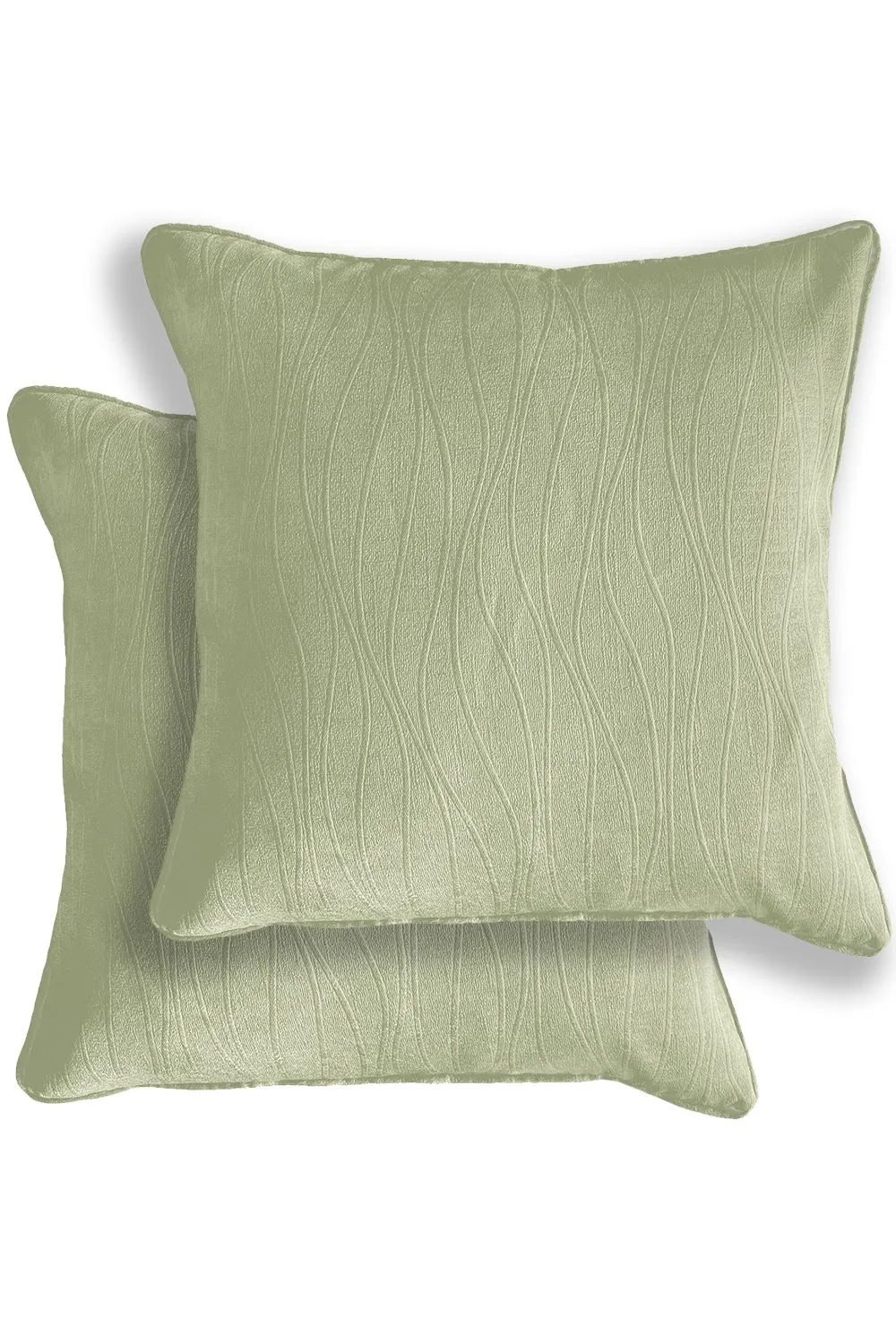 Enhanced Living Pair of Goodwood Textured Wave Pattern Double Sided Zip Opening Piped Edge Cushion Covers - 43x43cm - Cases Only