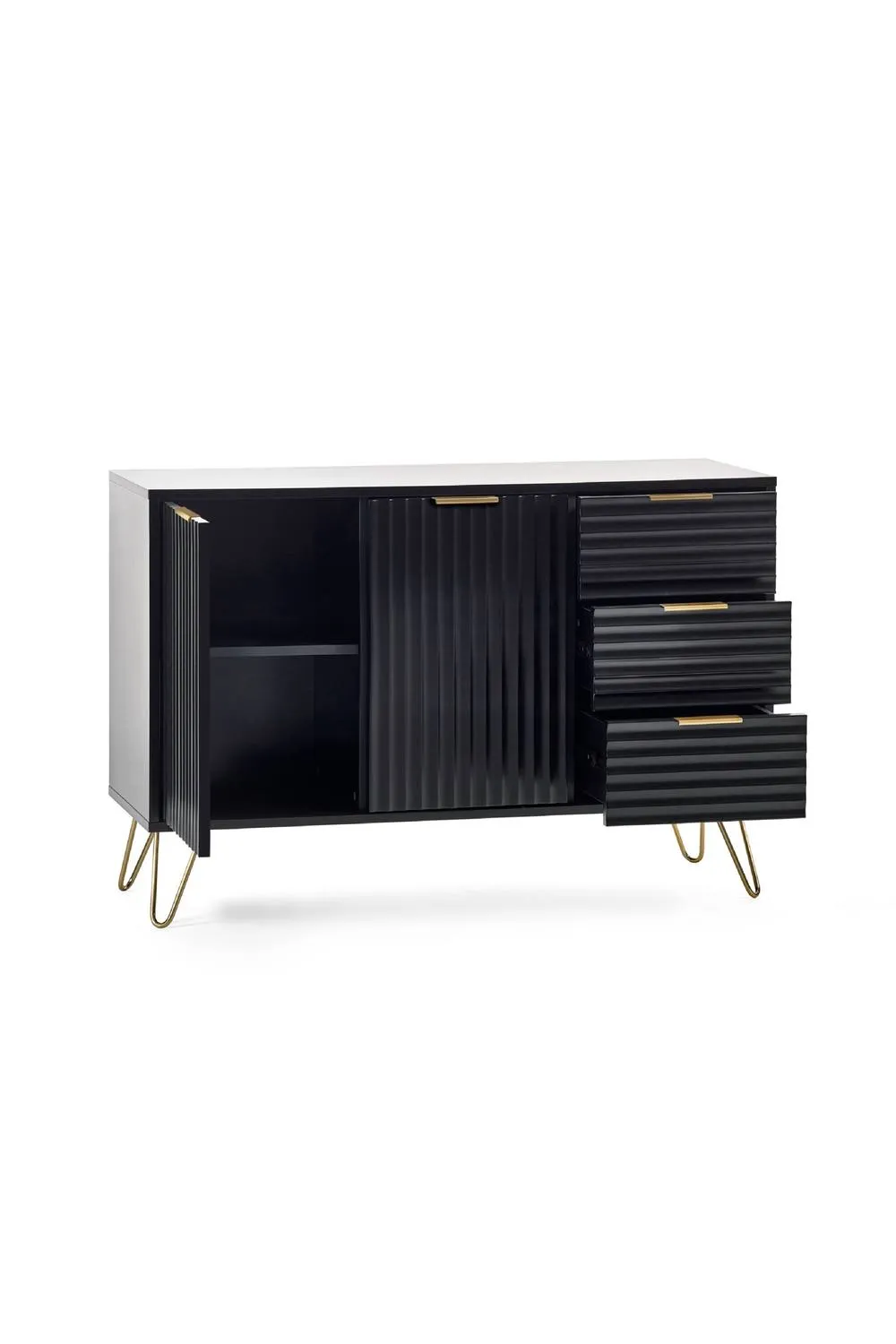 Julian Bowen Murano 2 Door 3 Drawer Sideboard in Black 2