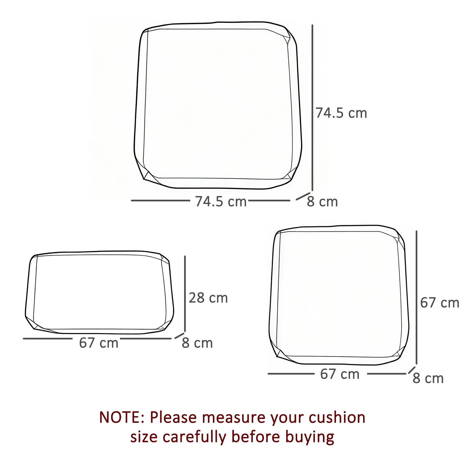 OUTSUNNY Cushion Cover Replacement Garden Rattan Patio Furniture Seat Cover in Dark Grey 2