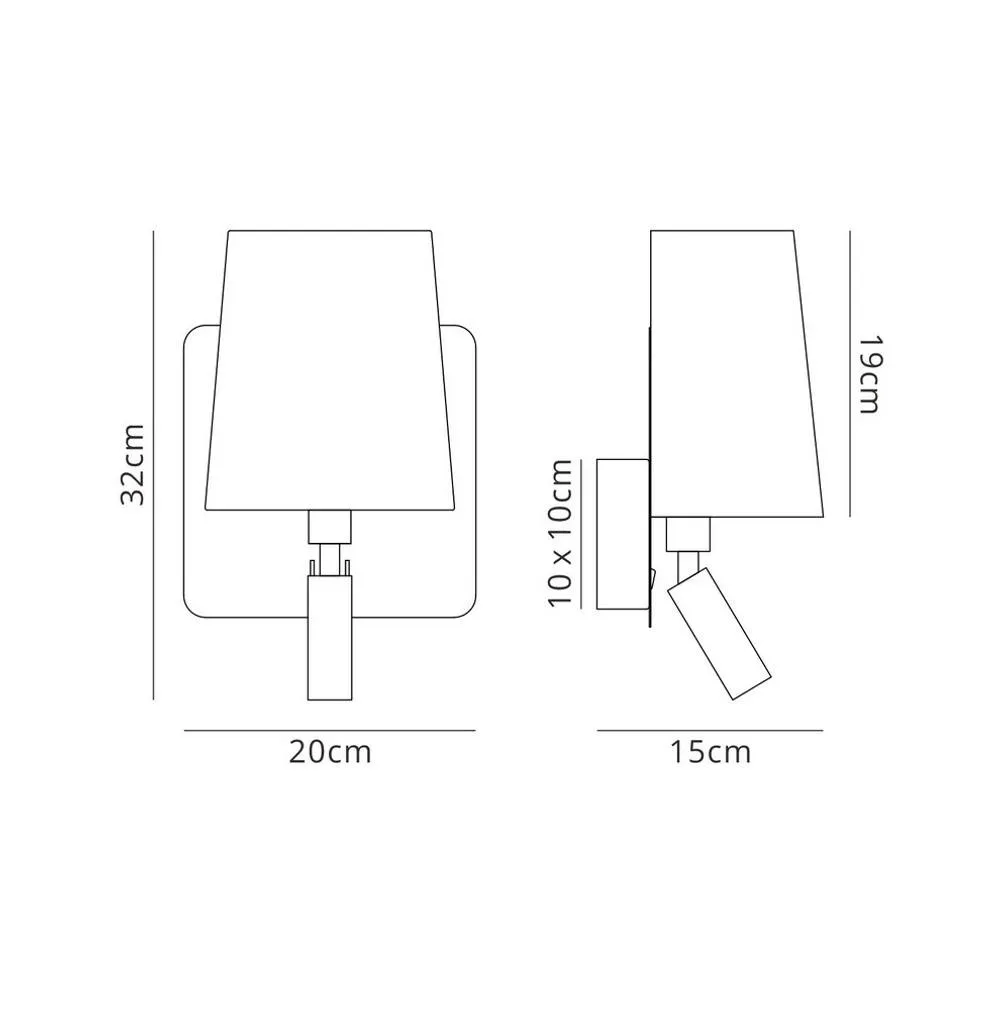 Netlighting Bahia Wall Lamp Bronze Large E27 + 3W LED Reading Light 4000K 2