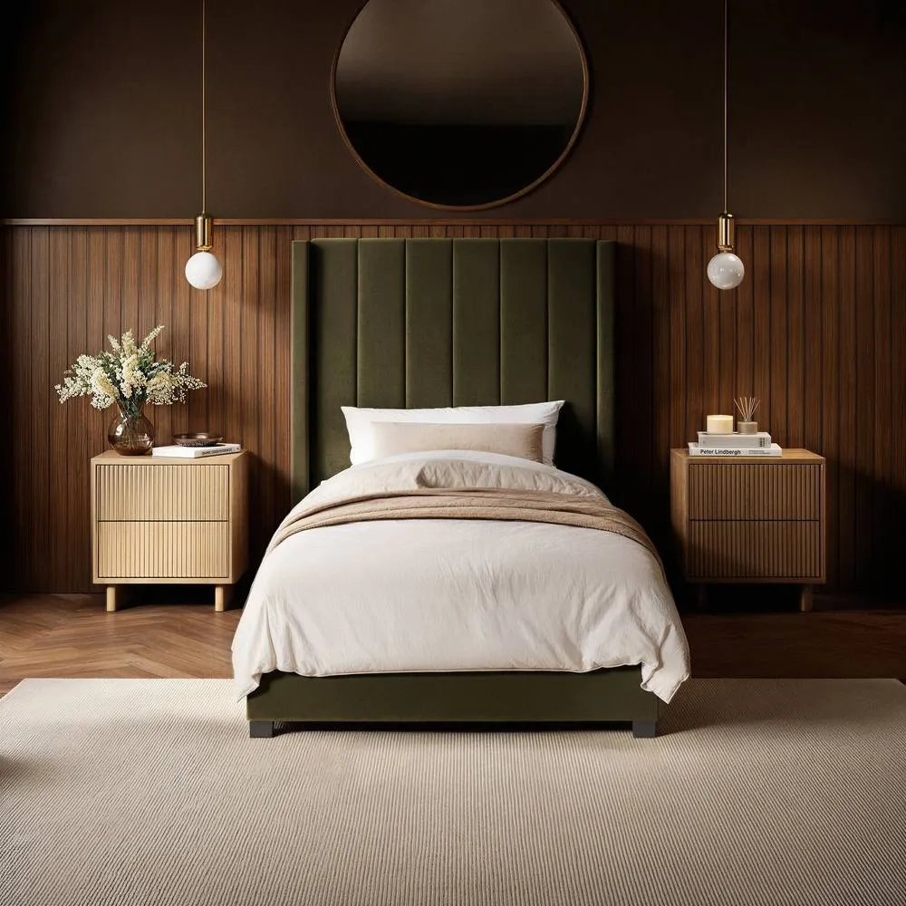 Flair Tiggy Single Ottoman Bed Velvet in Green 3