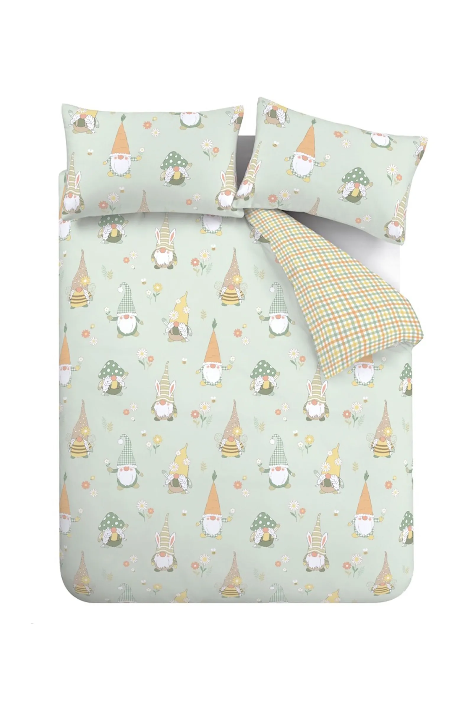 Catherine Lansfield 'Spring Gonks' Reversible Duvet Cover Set in Light Green 6