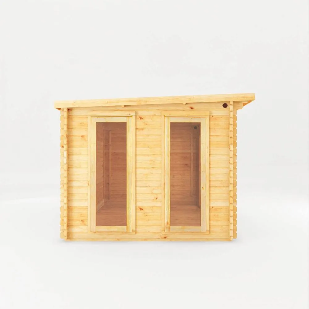 Mercia Studio Pent Log Cabin w/ Patio Area, 28 mm - L333.5 x W691 x H249.4 cm in Light Brown 4