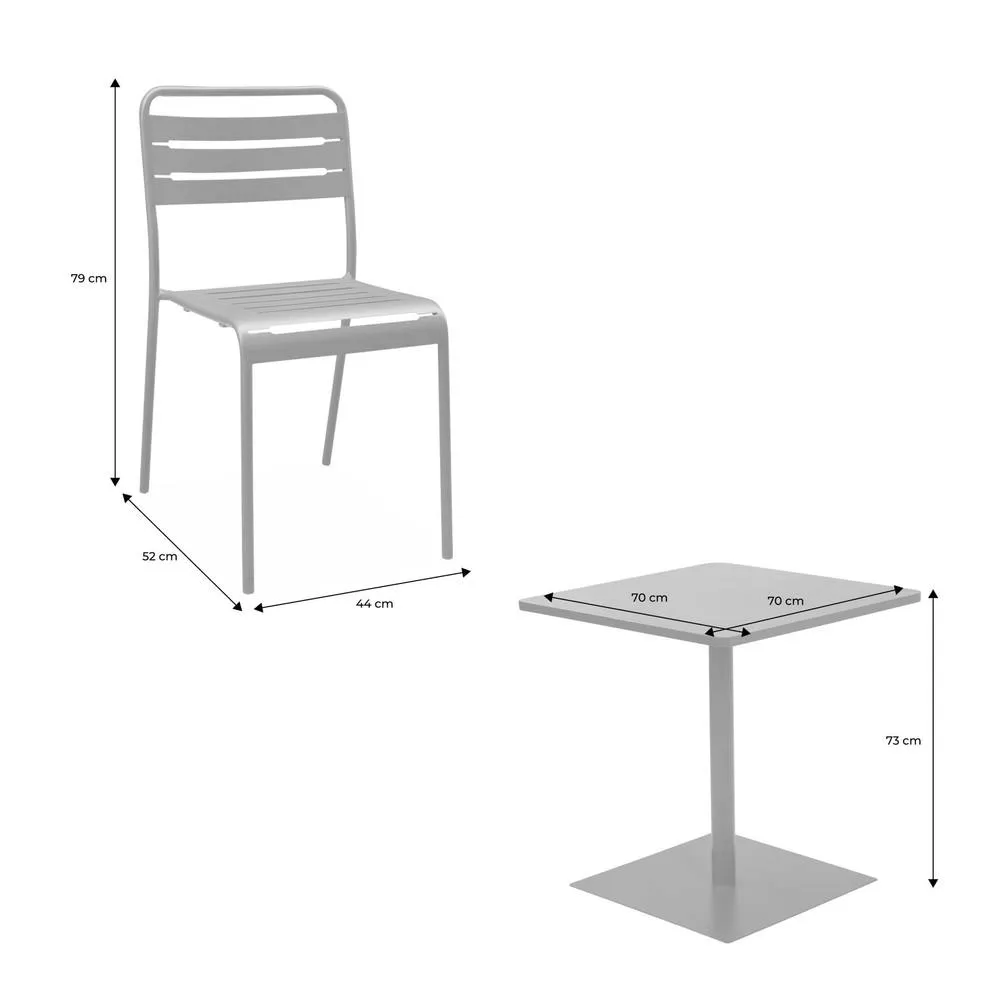 sweeek Square steel bistro garden table + 2 chairs in Khaki 5