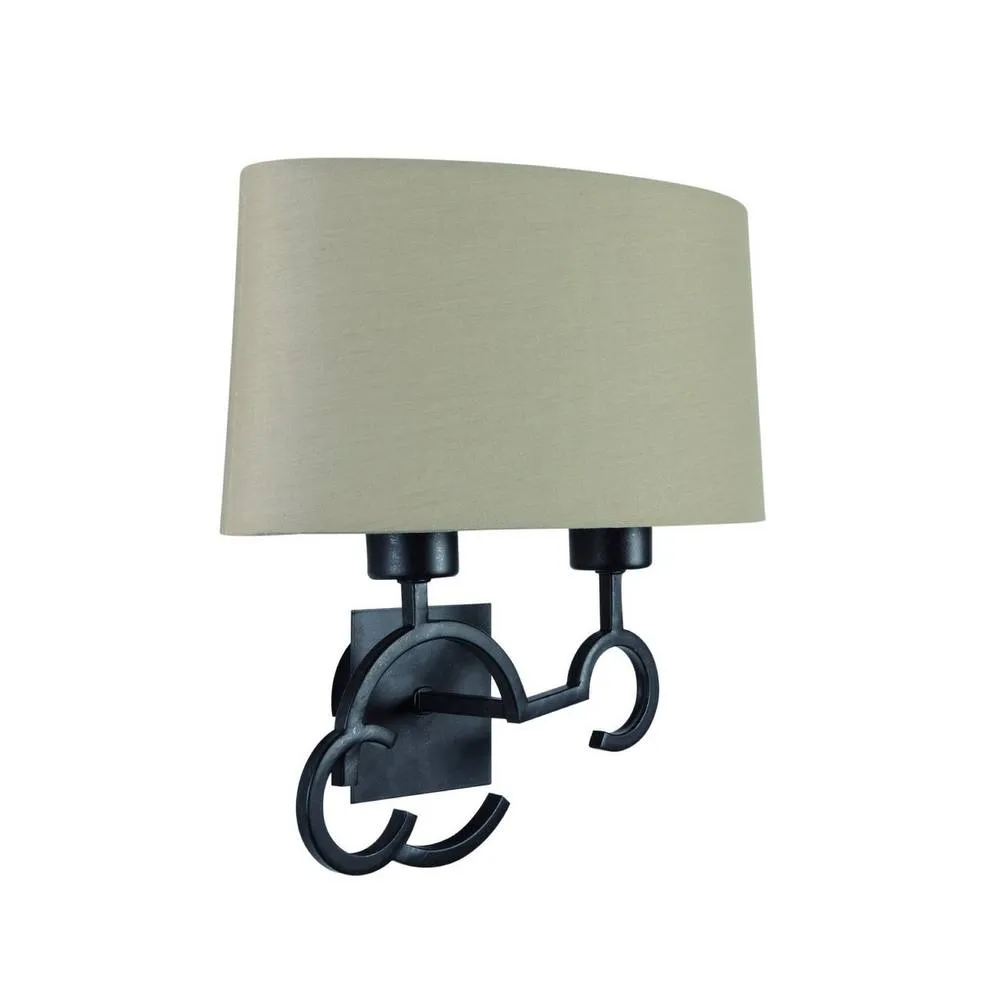 Netlighting Argi Wall Lamp 2 Light E27 with Taupe Shade Brown Oxide