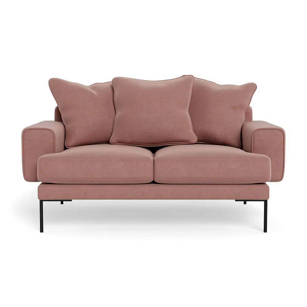 Heal's Torrington 2 Seater Sofa Smart Luxe Velvet Dusky Pink Black Feet