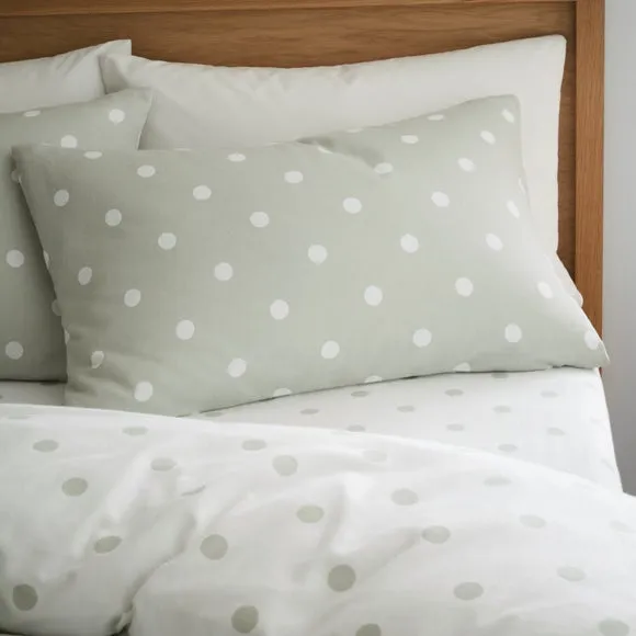 Catherine Lansfield Polka Dot 100% Brushed Cotton Duvet Cover & Pillowcase Set 2