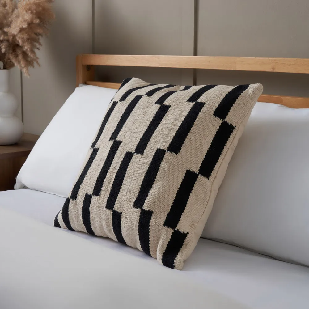 Woven Block Cushion, Black