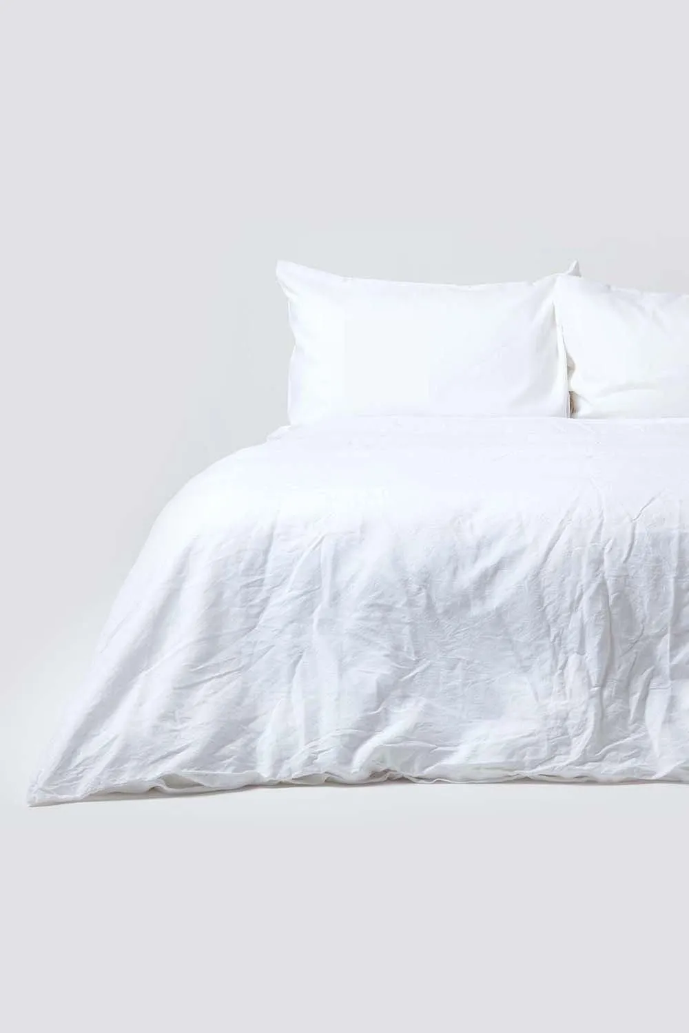 Homescapes Luxury Soft Plain European Linen Duvet Cover Set in White 1