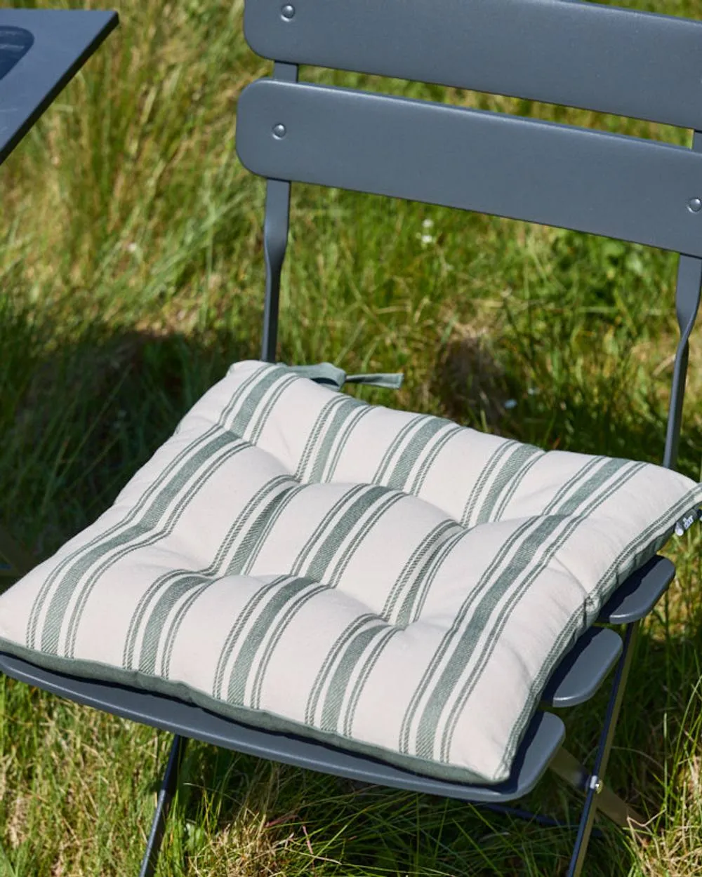 Dibor Set of 4 Forest Green Stripe Cotton Indoor Outdoor Garden Furniture Chair Sofa Seat Pads L40cm x W40cm